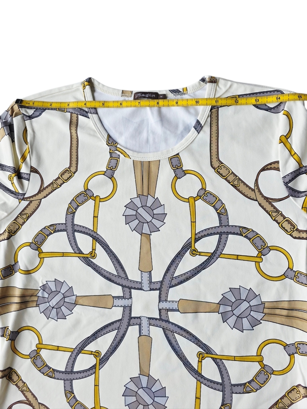 J. McLaughlin White Chain, Rope & Tassel Print Long Sleeve Top - Picture 5 of 8